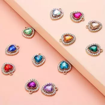 4/18 шт. сверкающий сплав любовь кулон цвет ожерелье браслет аксессуары персиковое сердце кулон материал DIY браслет ожерелье серьги брелок Random Color 4pcs