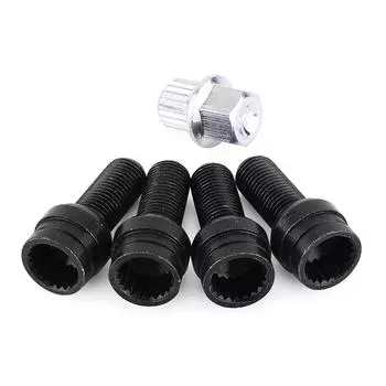 4+1 M14*1.5MM черный стальной колесный болт и гайка-фиксатор с ключом