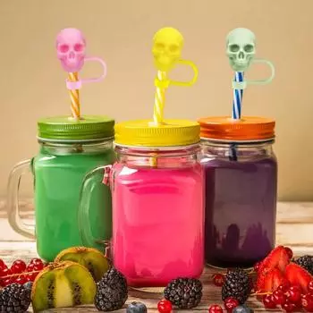 4/1pcs Skull Straw Cover Cap for Cups 30-40oz Tumble 10mm Straw Dust Proof Reusable Straw Topper Halloween Decor