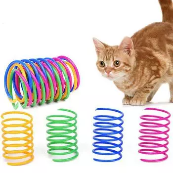 4/200Pcs Cat Spring Toy Cat Spiral Toys Interactive for Indoor Colorful Cats Plastic Springs Coil for Kitten Hunting Swatting 4pcs разноцветный