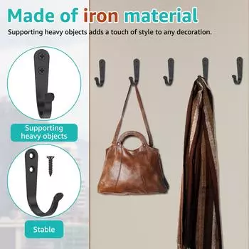 4/20Pcs Multi-Purpose Hooks Metal Heavy Duty Wall Mounted Hooks Bathroom towel Coat Hat Bag Hanging Hooks for Kitchen Bedroom