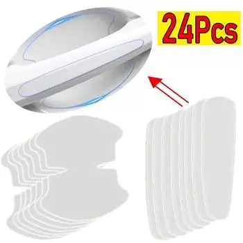 4-24 шт. Наклейки на дверные ручки автомобиля, защитные от царапин, прозрачные самоклеящиеся наклейки, автомобильные внешние аксессуары