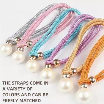 4/2/1PC Pearl Curtain Tiebacks, Curtain Pearl Tiebacks, Decorative Fixings, Rope Curtain Tiebacks No Punch Adjustable Pull-outs 1PC серый