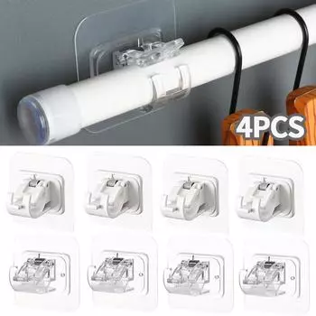 4/2 шт. Регулируемые крючки для карниза для штор, самоклеящиеся держатели для карниза, фиксированный зажим для штор, крючок для подвешивания без проколов