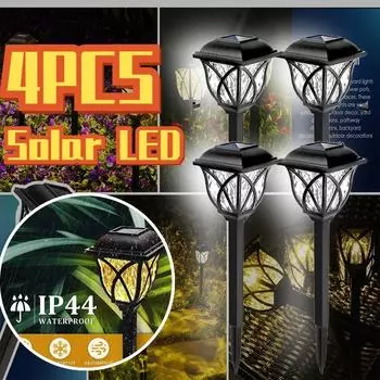 4/2 шт. светодиодные солнечные газонные светильники с эффектом водной ряби, уличные водонепроницаемые, теплый свет, садовые декоративные лампы для дорожек, дорожек, дворов, подъездных путей white light-2pcs