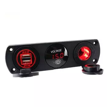 4.2A Автомобильное зарядное устройство с двумя USB-портами, 12 В, розетка, светодиодный вольтметр, панель монитора для автомобиля, мотоцикла, зарядное устройство для телефона красный