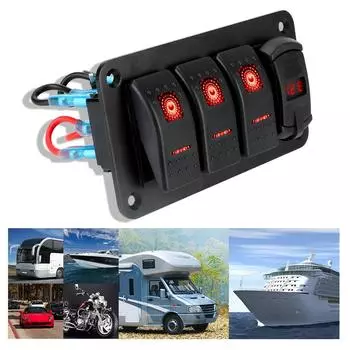 4.2A Двойной USB слот зарядное устройство для автомобиля внедорожника морской автофургон грузовик выключатель цифровой вольтметр 3-клавишная панель переключателей 12 В-24 В красный