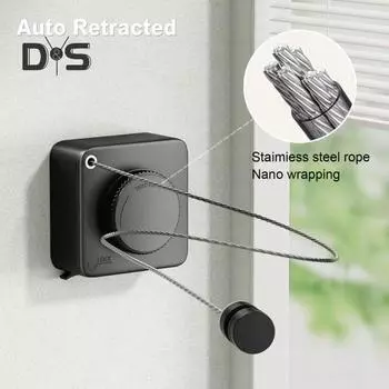 4.2M настенная выдвижная бельевая веревка регулируемая втягивающаяся прочная нержавеющая стальная проволока для сушки белья в помещении и на открытом воздухе белый