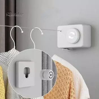 4.2M настенная выдвижная бельевая веревка регулируемая втягивающаяся прочная нержавеющая стальная проволока для сушки белья в помещении и на открытом воздухе белый