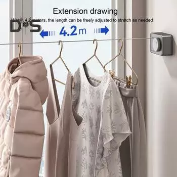 4.2M настенная выдвижная бельевая веревка регулируемая втягивающаяся прочная нержавеющая стальная проволока для сушки белья в помещении и на открытом воздухе белый