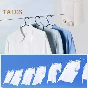 4.2M настенная выдвижная бельевая веревка регулируемая втягивающаяся прочная нержавеющая стальная проволока для сушки белья в помещении и на открытом воздухе белый