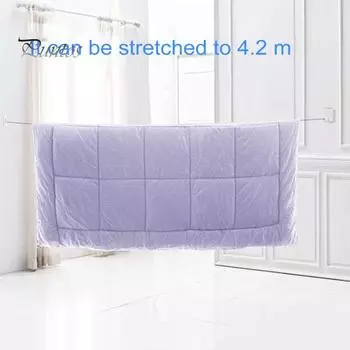 4.2M настенная выдвижная бельевая веревка регулируемая втягивающаяся прочная нержавеющая стальная проволока для сушки белья в помещении и на открытом воздухе белый