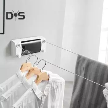 4.2M настенная выдвижная бельевая веревка регулируемая втягивающаяся невидимая прочная нержавеющая стальная проволока для сушки белья в помещении и на открытом воздухе белый