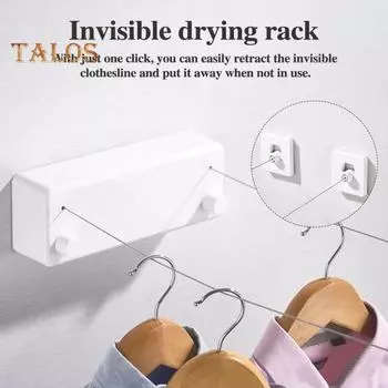 4.2M настенная выдвижная бельевая веревка регулируемая втягивающаяся невидимая прочная нержавеющая стальная проволока для использования в помещении и на открытом воздухе на балконе для стирки и сушки белья белый