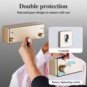 4.2M настенная выдвижная бельевая веревка регулируемая втягивающаяся невидимая прочная нержавеющая стальная проволока для использования в помещении и на открытом воздухе на балконе для стирки и сушки белья белый