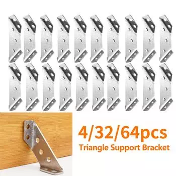 4/32/64 шт. угловые скобы, угловой кронштейн из нержавеющей стали, код углового кронштейна, трапециевидный угловой код, опорные кронштейны для полки 4pcs+One with 7 screws