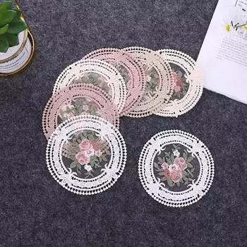 4.33 Handmade Round Crochet Doily Doilies Cup Mat Coaster Wedding Decor бежевый