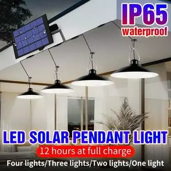 4/3/2/1 головки светодиодный солнечный подвесной светильник для использования в помещении, солнечная лампа с линейной лампочкой, освещение сарая для дома, сада, двора 1 Lamp теплый белый