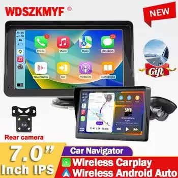 4.3/7-дюймовый автомобильный радиоприемник, мультимедийный видеоплеер, беспроводной Carplay, Android Auto, GPS-навигация, BT AUX для камеры заднего вида, автомобильный дисплей