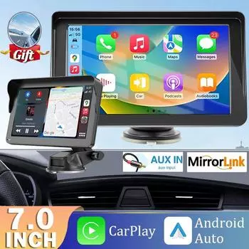 4.3/7-дюймовый автомобильный радиоприемник, мультимедийный портативный беспроводной CarPlay, Android, авто, видеоплеер с сенсорным экраном и USB AUX для камеры заднего вида