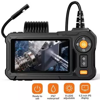 4,3-дюймовая IPS промышленная эндоскопическая камера IP67 водонепроницаемая HD1080P автомобильная бороскопическая камера для осмотра канализации с 8 светодиодами 1m