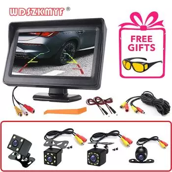4,3-дюймовый экран, камера заднего вида с монитором, камера для парковки автомобиля, камера для автомобиля, простая установка, бесплатные очки