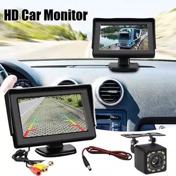 4,3-дюймовый автомобильный монитор, камера заднего вида, комплект для парковочного ассистента, HD-дисплей с изображением заднего вида, аксессуары для салона автомобиля чёрный