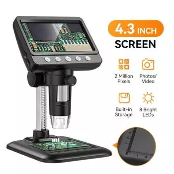 4,3-дюймовый цифровой микроскоп 1000X USB-микроскоп 1080p ремонтный паяльный микроскоп с 8 светодиодами монетная лупа совместимый ПК Windows