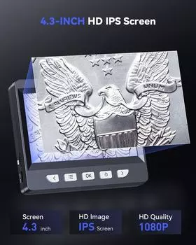 4,3-дюймовый цифровой микроскоп 1080P 50-1000x монетный микроскоп 2000 мАч паяльный микроскоп для ремонта электроники печатных плат ПК ноутбука 1000X