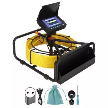 4,3-дюймовый дисплей, эндоскоп для сантехнических работ, видеокамера для осмотра труб, встроенная карта памяти 16 Гб, вилка 100–240 В переменного тока, длина 20 метров / 65,6 футов EU Plug 20 Meter / 65.6ft