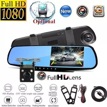 4,3-дюймовый HD-видеорегистратор с двумя объективами 1080P, передняя и задняя зеркальная камера, видеорегистратор 4.3 inch