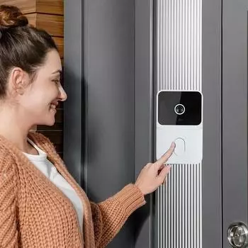4,3-дюймовый интеллектуальный видеозвонок с камерой, беспроводным ночным видением, двухсторонней аудиосвязью, автоматической записью фото/видео, без сверления, с возможностью подзарядки белый