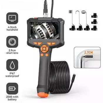 4,3-дюймовый IPS экран промышленная эндоскопическая камера HD1080P с одним объективом трубный инспекционный бороскоп для проверки автомобильной канализации 5m чёрный