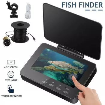 4,3-дюймовый IPS-монитор, визуальный эхолот, HD-камера для рыбалки с кабелем 30 м, 1000TVL, подводная камера ночного видения, рыболовные фонари 30m