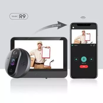 4,3-дюймовый Ubox приложение Wi-Fi дверной звонок визуальный дверной глазок видео глаз ночной PIR домашняя безопасность беспроводной домофон для IOS Android R9 32G TF card