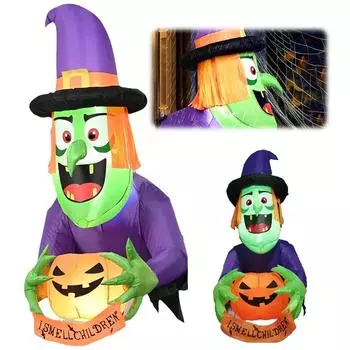4,4 фута надувной Хэллоуин с ведьмой, держащей тыкву, украшение для дома на Хэллоуин US