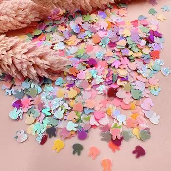 4*4 мм 2000 шт для DIY Материал Ювелирные изделия Аксессуары Симпатичные блестки Голова кролика ПВХ блестки Волшебный цвет Материал ручной работы about 4*4mm 2000Pcs белый