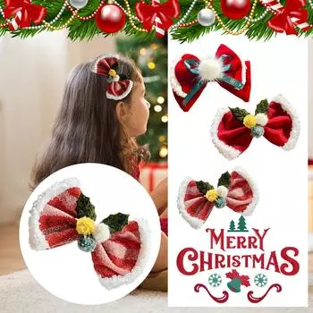 4,52-дюймовая рождественская свежая заколка-бант из овечьей шерсти, детская милая заколка, аксессуары для волос, украшение One Size красный