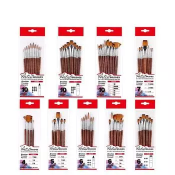4/5/6/7/10 шт. многофункциональный художественный набор краска плоская головка DIY масляная живопись акриловая веерообразная коричневая короткая деревянная кисть для акварели