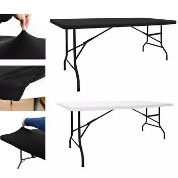 4/5/6/8 футов эластичная скатерть из спандекса, белая эластичная скатерть на столах для пикника, складная крышка стола, прямоугольная свадебная скатерть 4FT 120X58cm чёрный