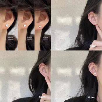 4/5/6 мм серьги-гвоздики с винтами для женщин, медь, посеребрение, циркон, цветок, звезда, хрящ, пирсинг ушей, ювелирный аксессуар, подарок