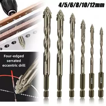 4/5/6 шт. Четырехзубчатое пилообразное эксцентриковое сверло Cozy Hoome Эффективные сверла 2Pcs(6/8mm)
