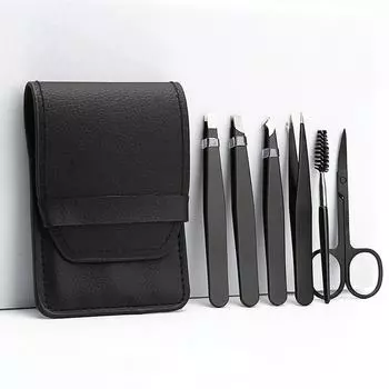 4/5/6 шт., пинцеты для ресниц из нержавеющей стали, профессиональные инструменты для наращивания ресниц, бровей с сумкой, инструменты для удаления волос
