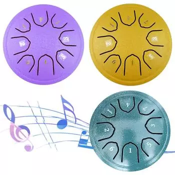 4,5-дюймовый 8-нотный стальной язычковый барабан с музыкальной книгой барабанная палочка ручной барабан барабан дождя инструмент для йоги медитации уникальный подарок зелёный