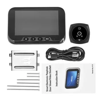4,5-дюймовый дверной звонок с камерой-глазком для двери квартиры, 2-мегапиксельный ЖК-цифровой глазок, дверной звонок 135 чёрный