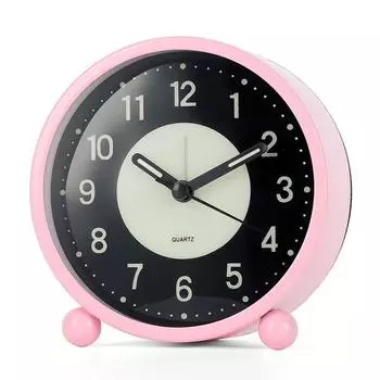 4,5-дюймовый светящийся будильник, студенческие прикроватные электронные часы, простые металлические настольные бесшумные маленькие настольные часы Battery type розовый