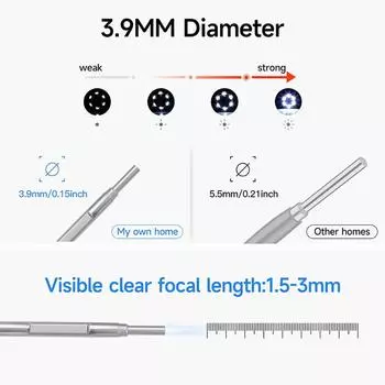 4,5-дюймовый ЖК-цифровой отоскоп-эндоскоп 3,9 мм 1080P Ушная камера с 6 лампами для удаления ушной серы белый