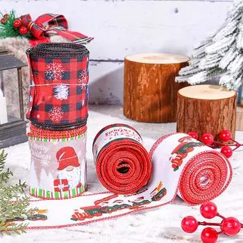 4,5 м/рулон льняной рождественской ткани лента Санта-Клауса клетчатый узор поезд лента DIY бант подарочная упаковка украшение рождественская вечеринка декор A
