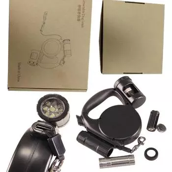 4,5 м светодиодный фонарик, выдвижной поводок для собак, автоматический гибкий поводок, поводок с коробкой для какашек, товары для домашних животных 4.5 M чёрный