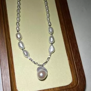 4-5 мм натуральное жемчужное ожерелье в форме риса, модное, легкое, роскошное, высокого уровня, стерлинговое серебро S925, цепочка на шею в стиле барокко, женская